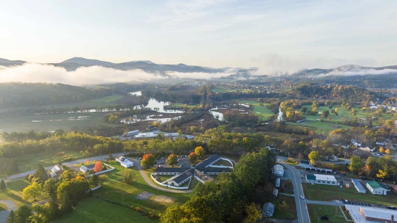Aerial view of Valley Vista campus and surrounding mountains