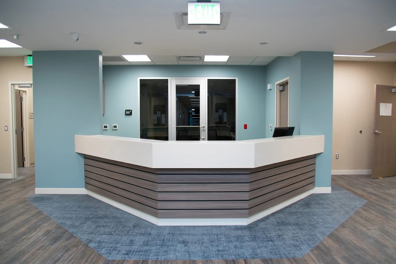 Reception desk in a modern treatment facility