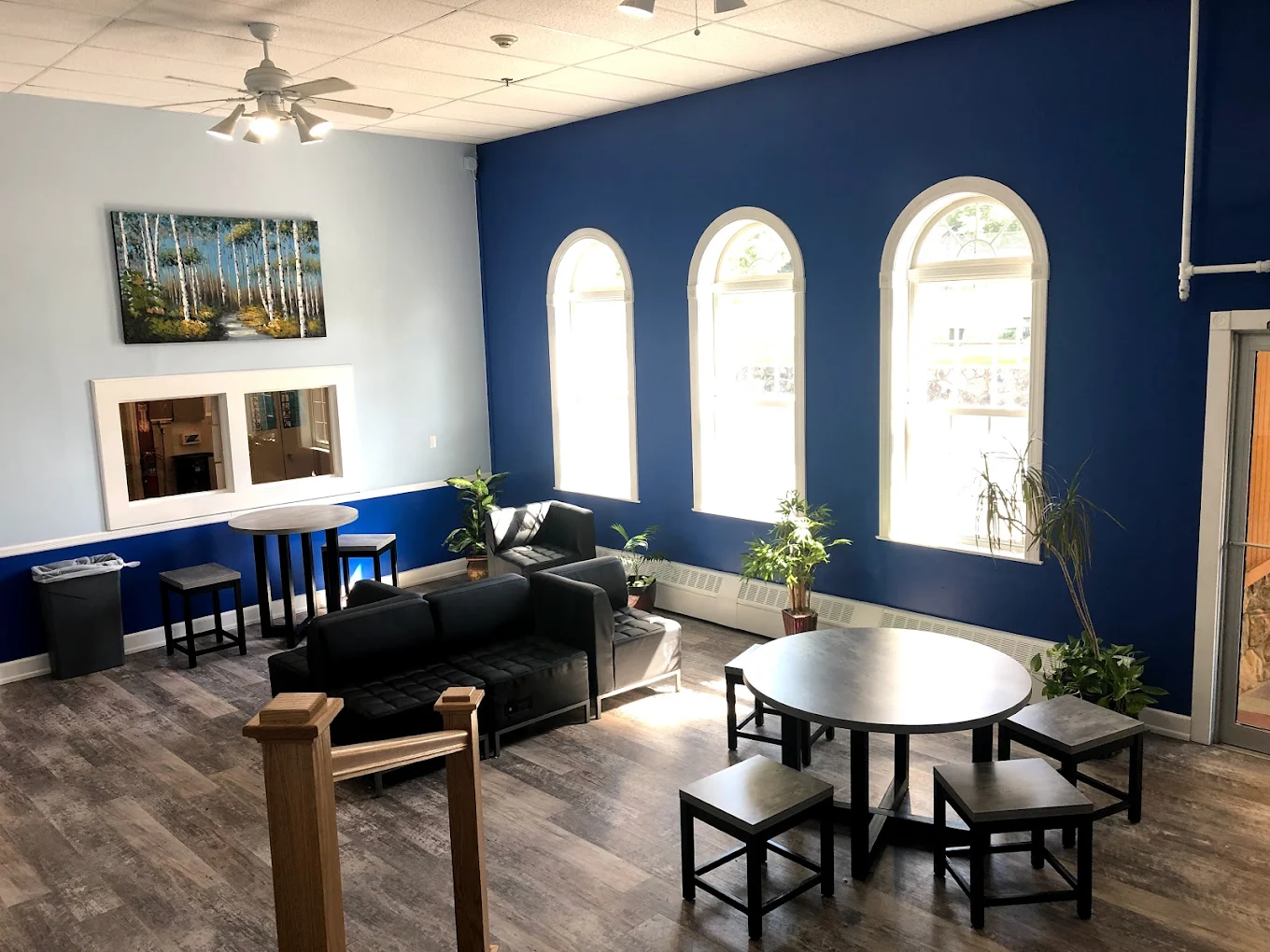 Lobby common area with seating and natural light at Cornerstone