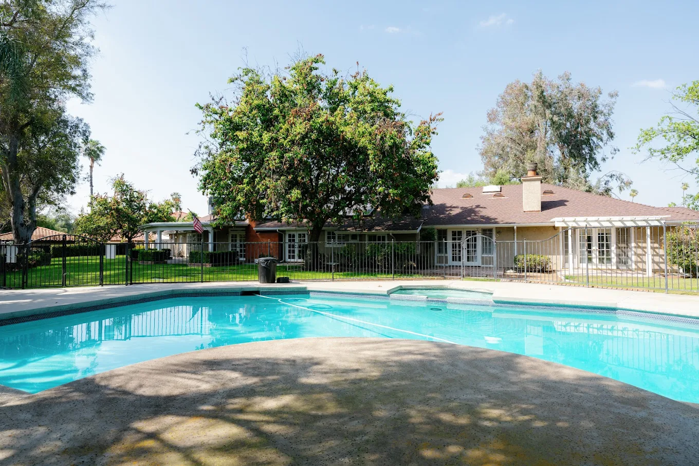 Outdoor swimming pool at residential facility