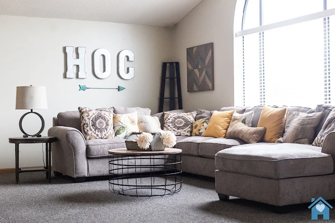 Comfortable living room with sectional sofa and seating