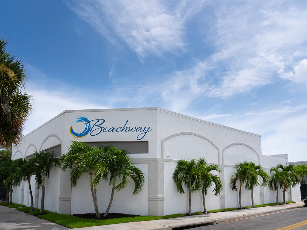 Exterior of Beachway Therapy Center with palm trees