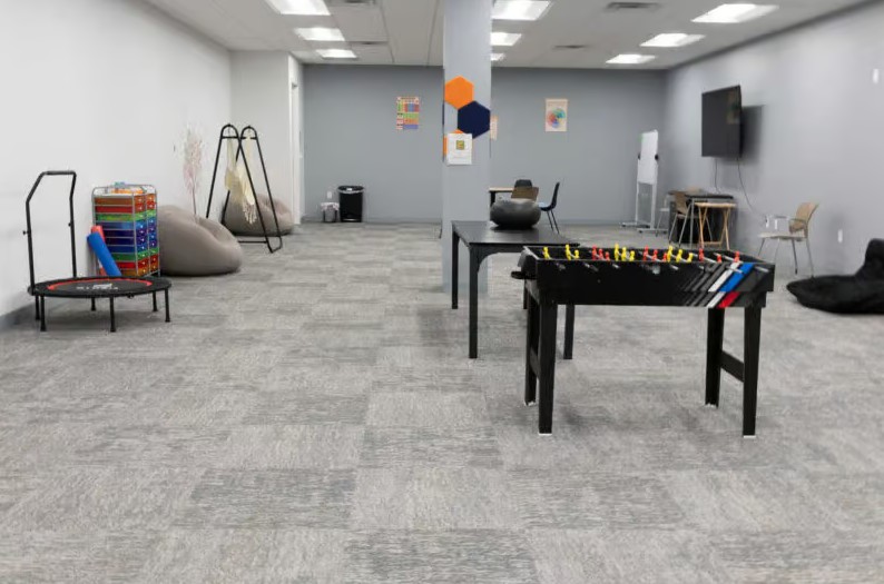 Recreation room with games and lounge seating