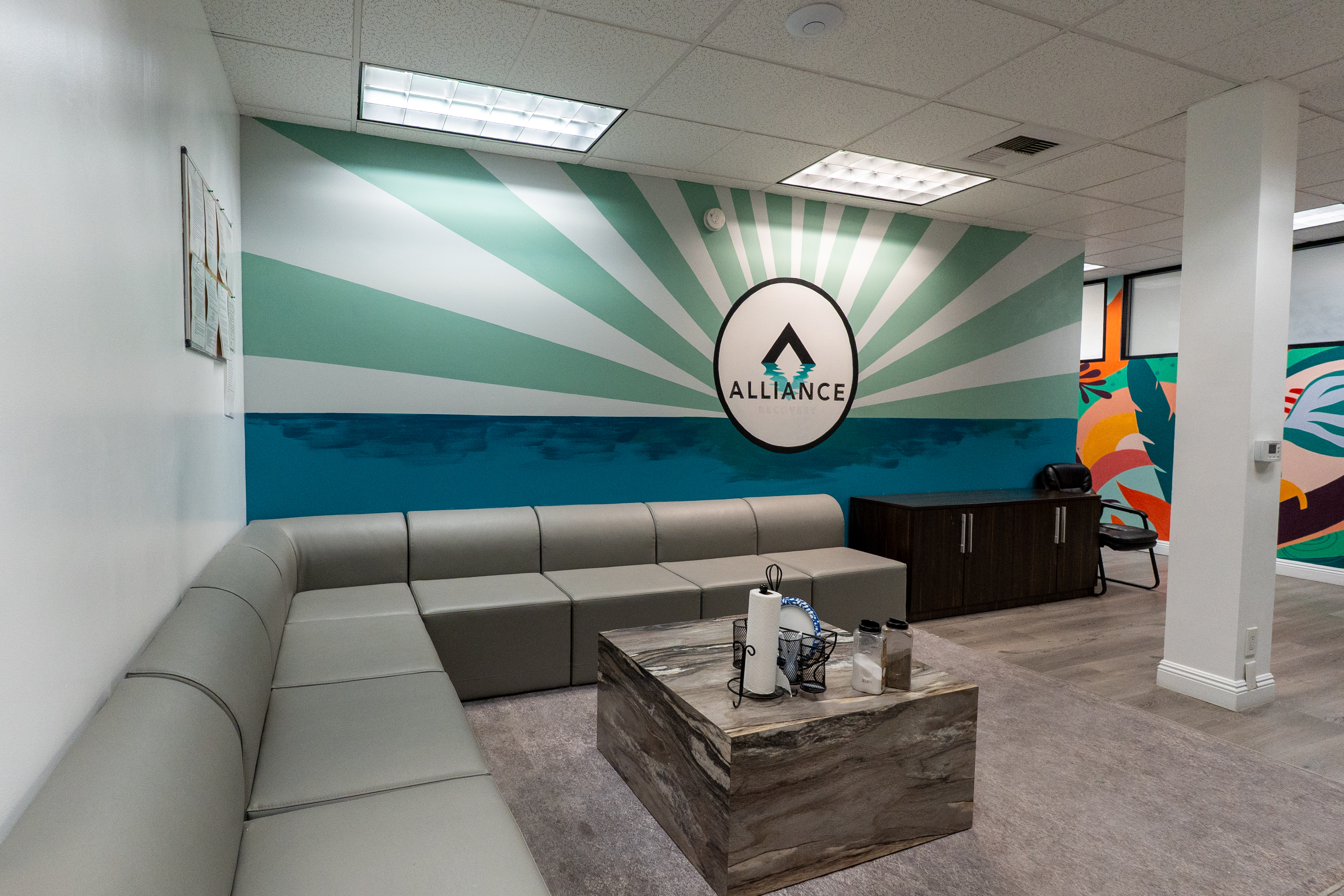 Sitting area with bright wall