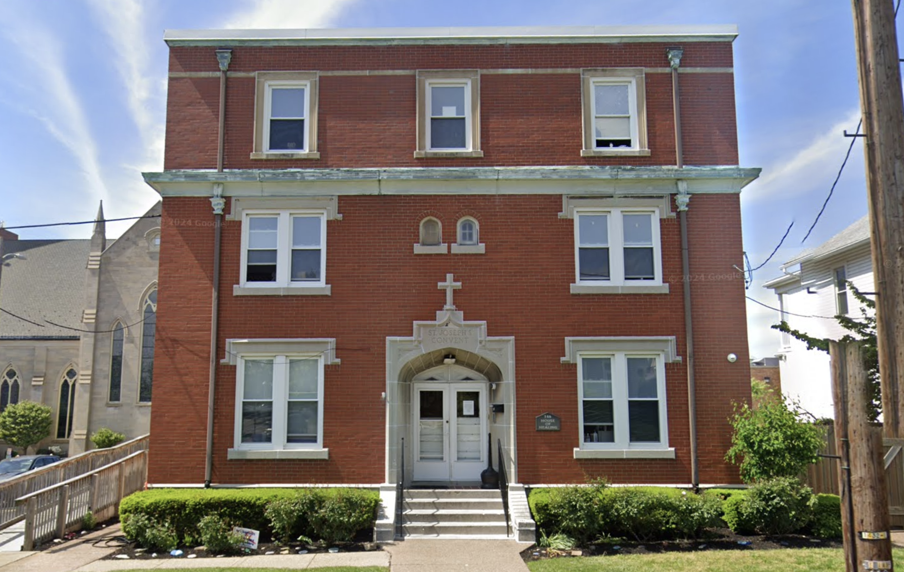 Brick wall building with windows