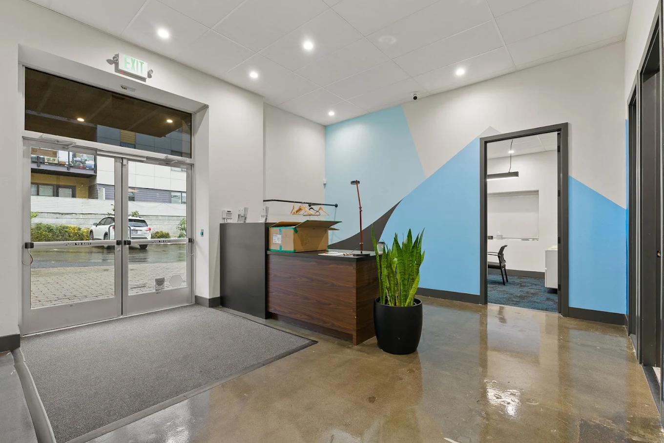 Reception desk and secure entrance at recovery center