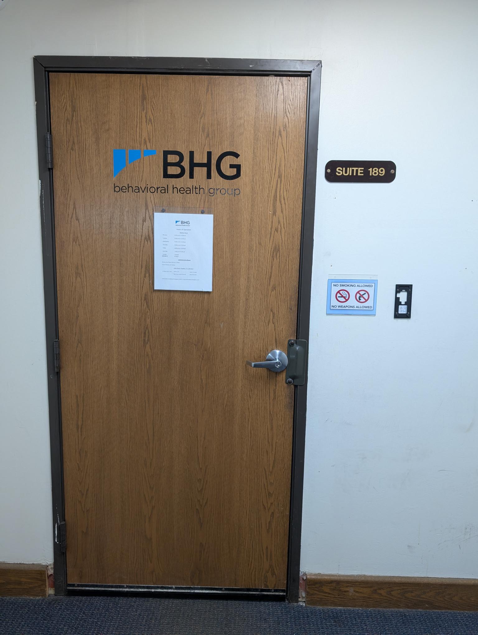 Entrance door to BHG Lansing Treatment Center
