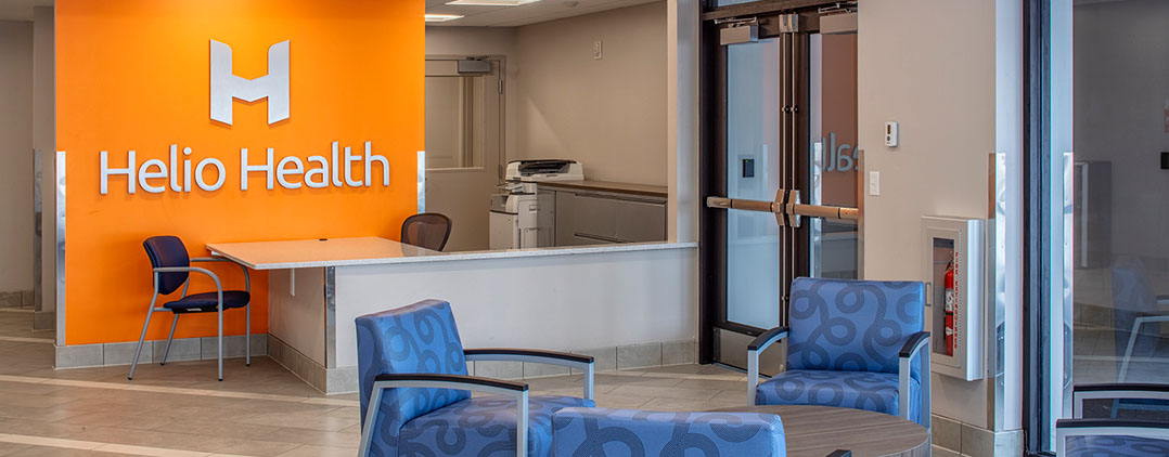 Reception and waiting area at Helio Health Elements facility