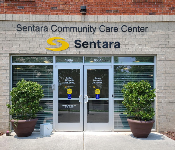 Sentara Community Care Center entrance with facility signage