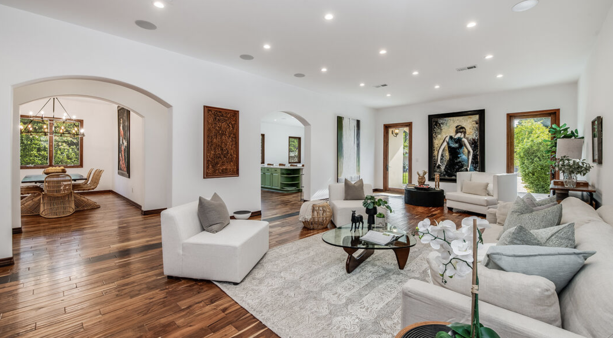 A bright living room with modern decor and natural light.