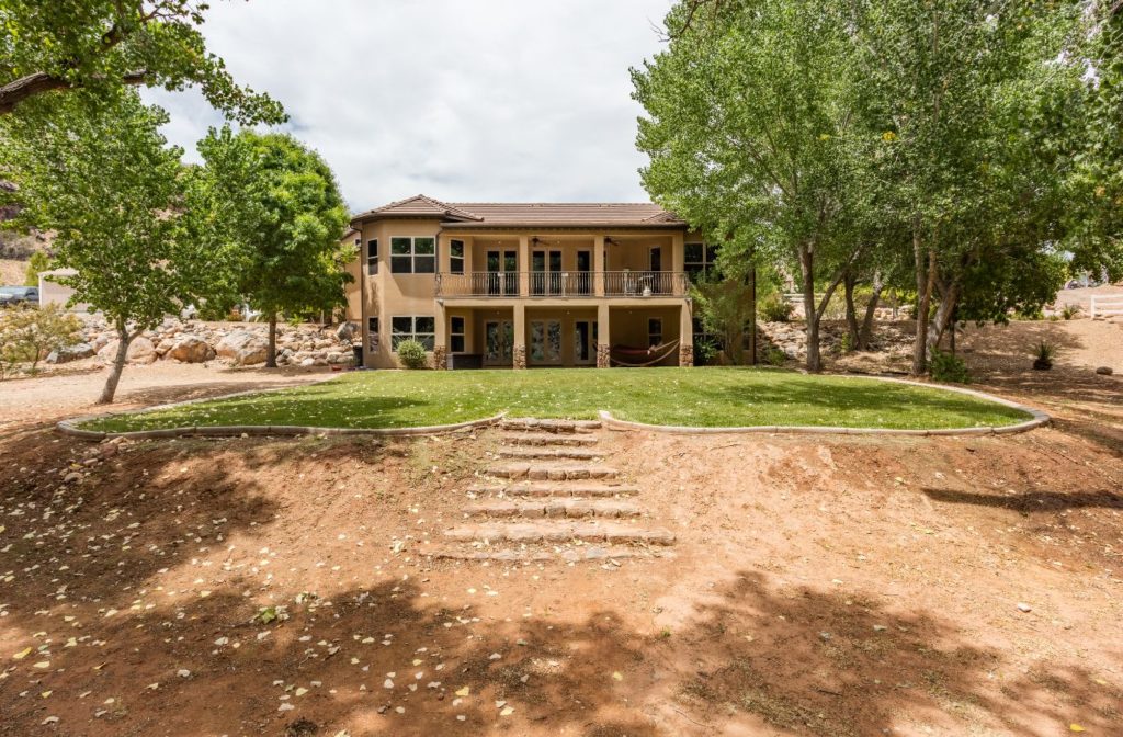 Backyard view of two-story residential treatment facility.