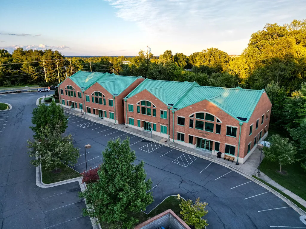 Aerial view of the treatment center and parking lot