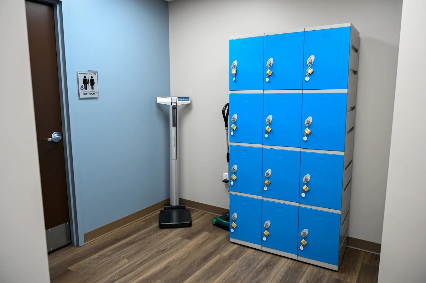 Secure patient lockers near treatment area