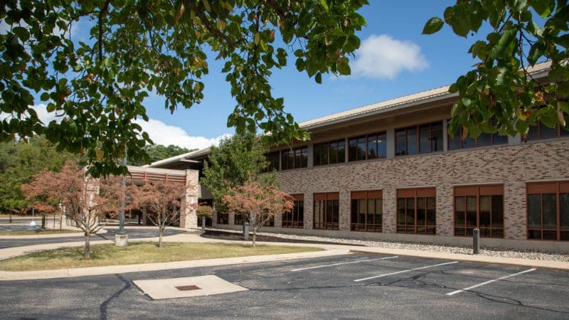 Modern behavioral health facility with parking area