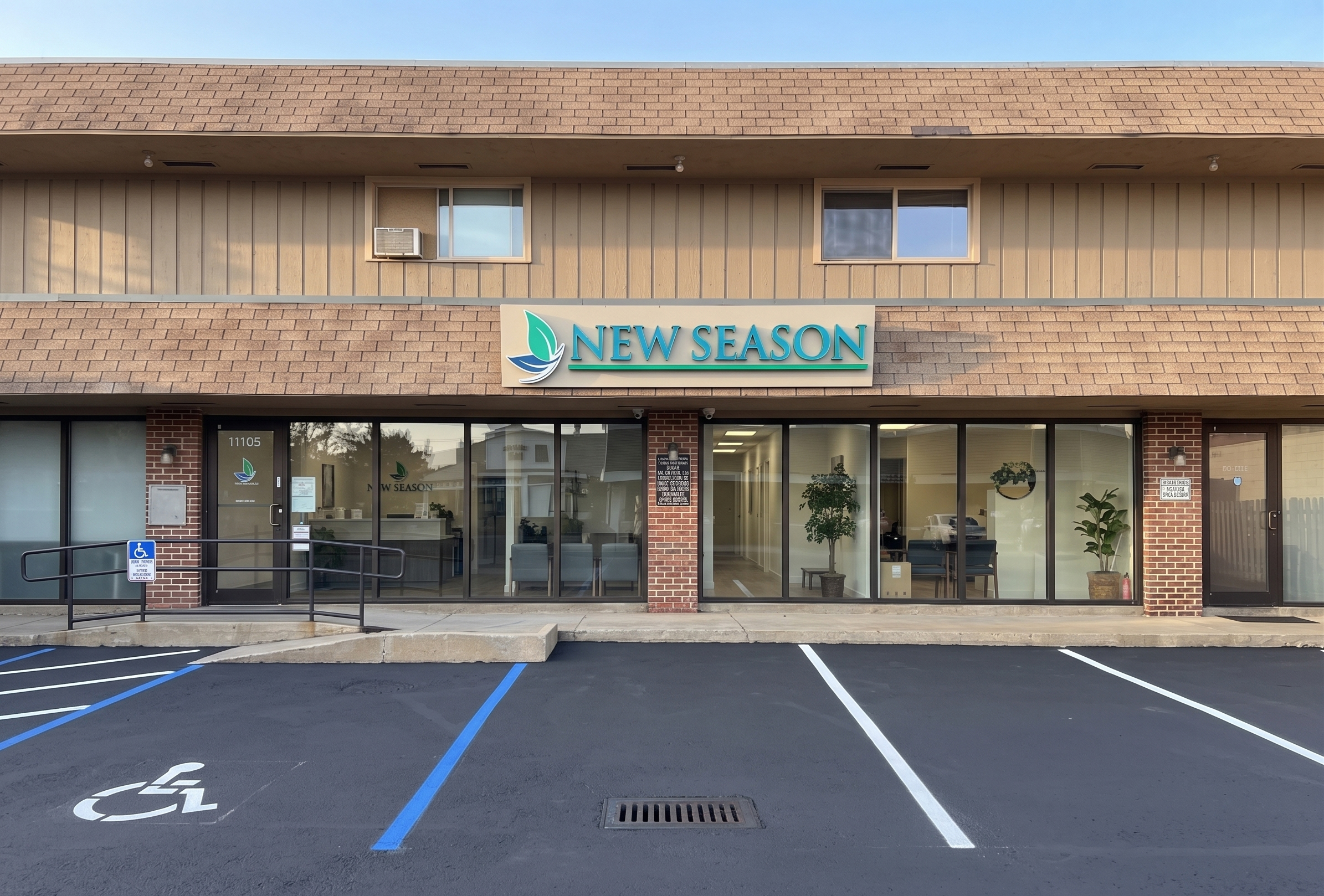 New Season exterior with accessible parking and entrance ramp