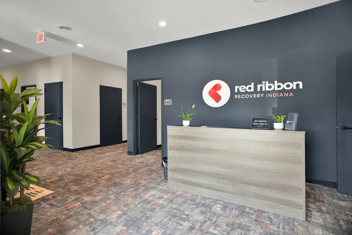 Reception desk at Red Ribbon Recovery Indiana