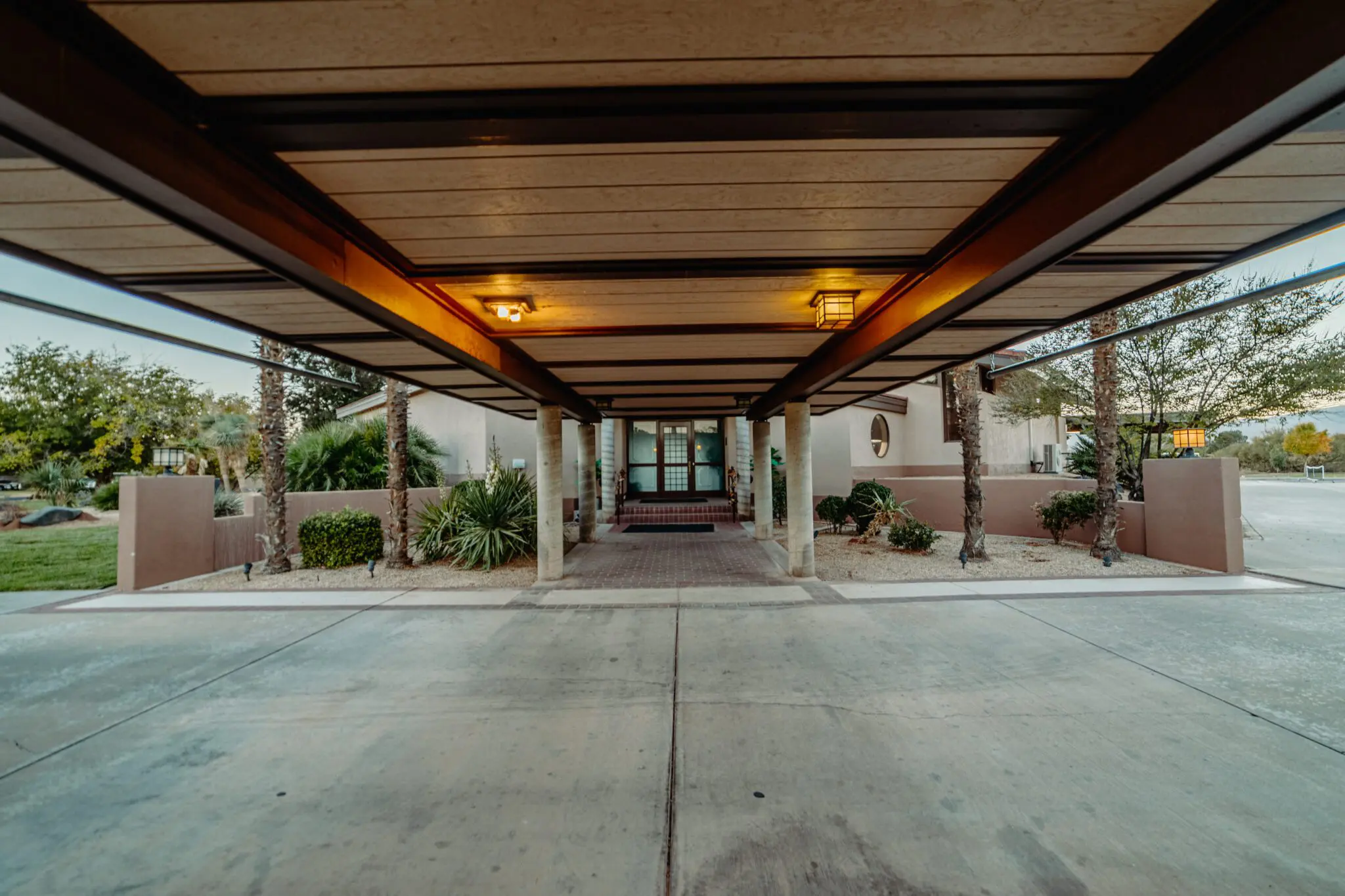 Covered entrance walkway at the treatment center