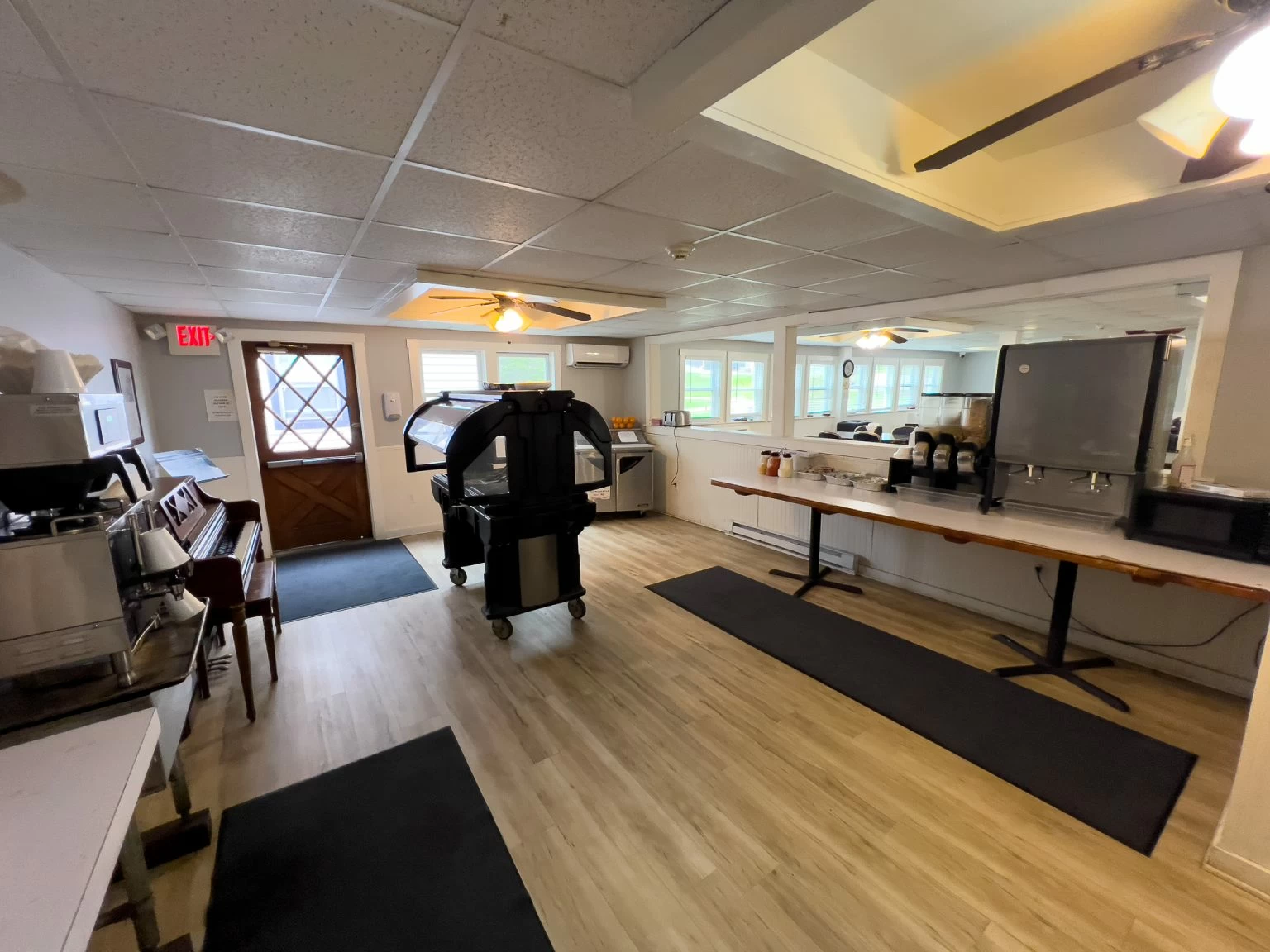 Kitchen with beverage station and central serving area