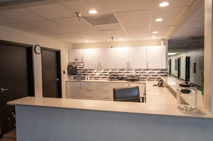 Front desk and cabinetry at nursing station