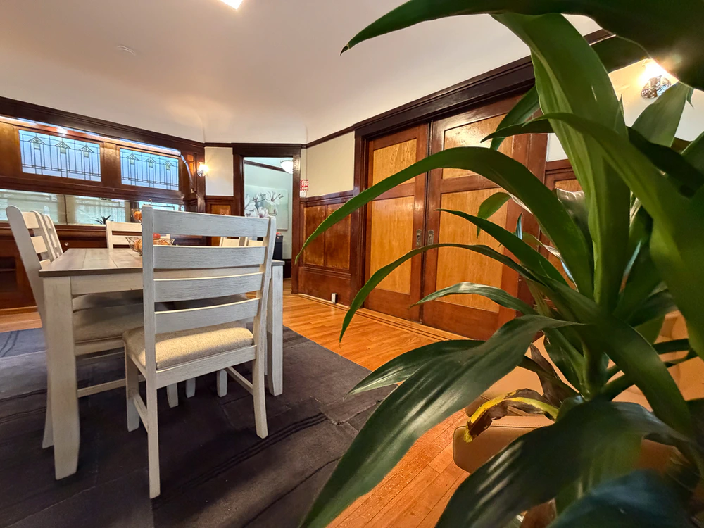 Shared dining room with table and chairs