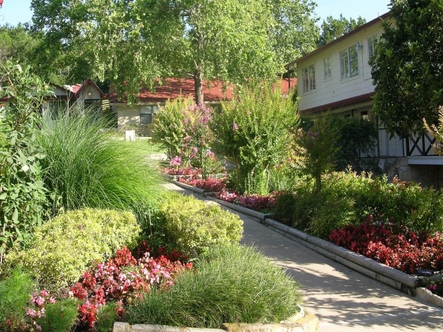 Sidewalk through garden area near counseling rooms