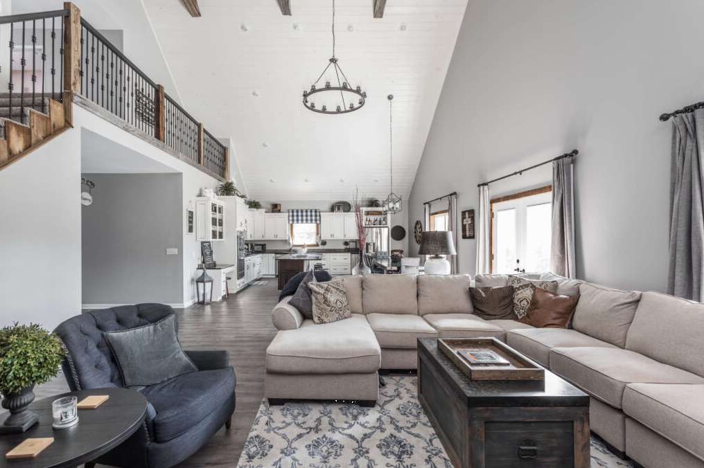 Living room with couches and open common space