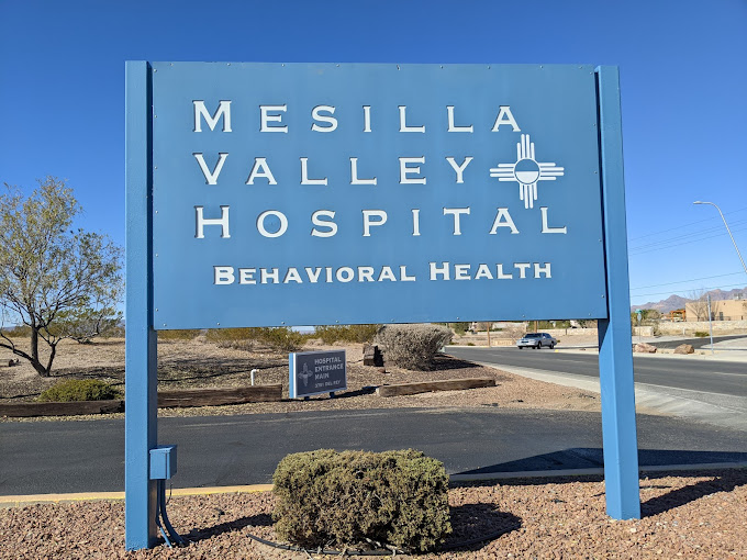Blue sign for Mesilla Valley Hospital Behavioral Health