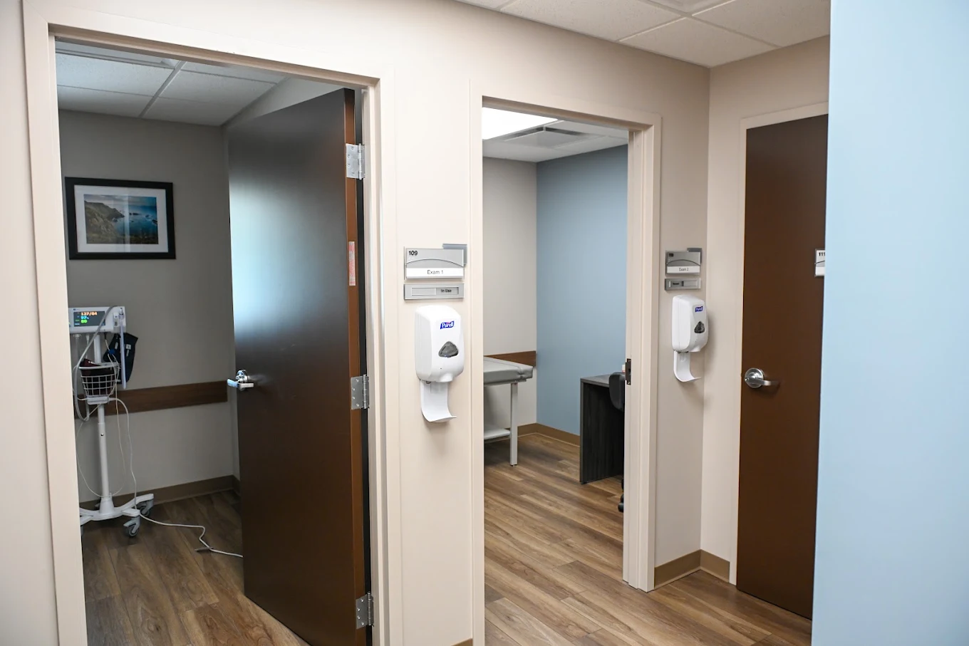 Hallway leading to private exam and treatment rooms