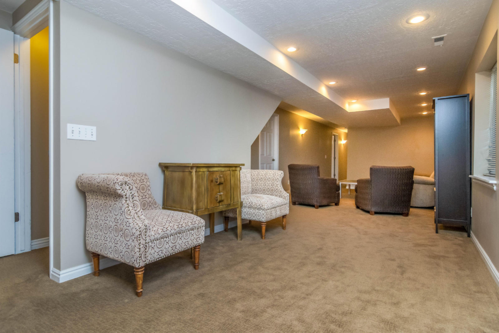 Comfortable lounge with chairs and warm lighting