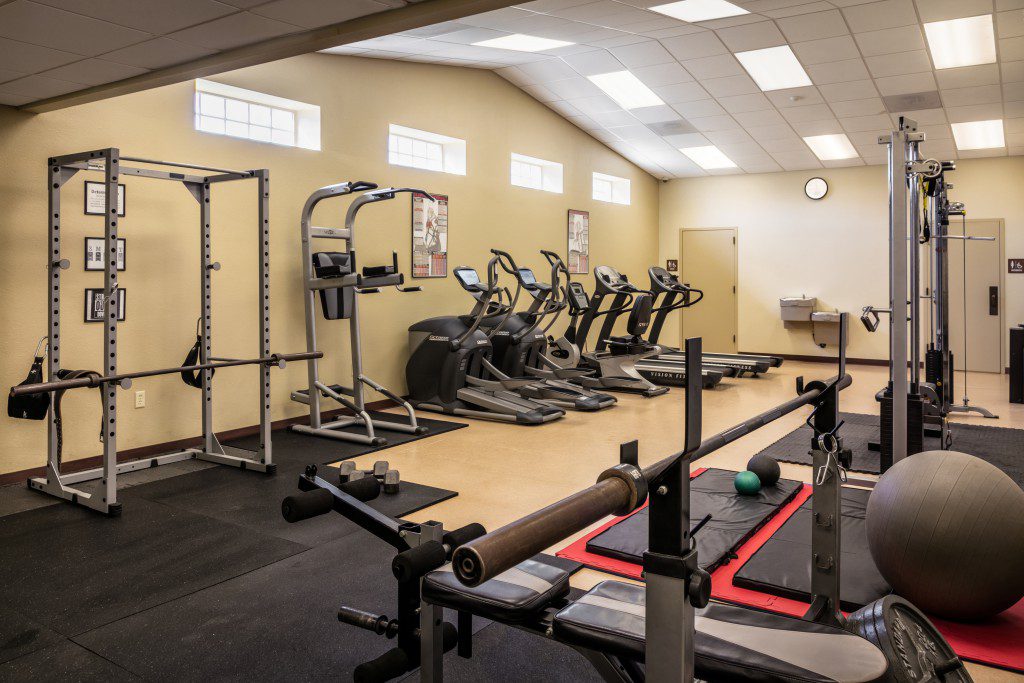 Fitness center with cardio and strength-training equipment