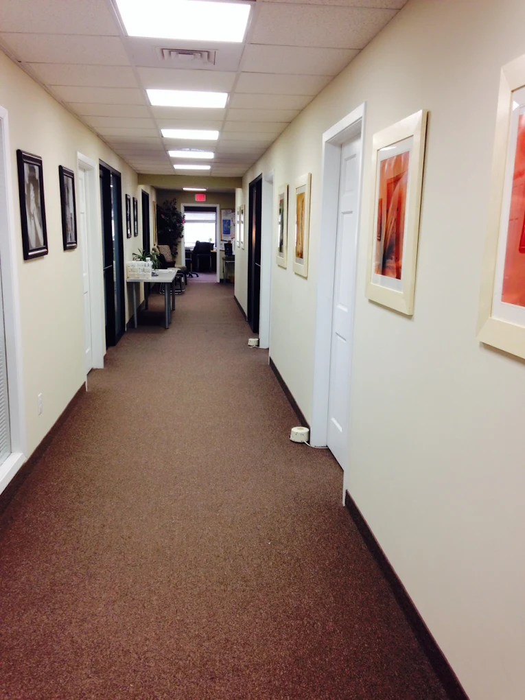 Interior hallway connecting treatment and office spaces