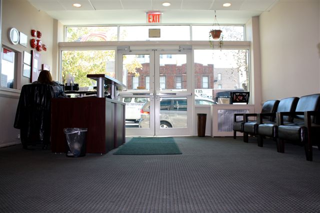 Front reception desk and entryway at DYC Brooklyn facility