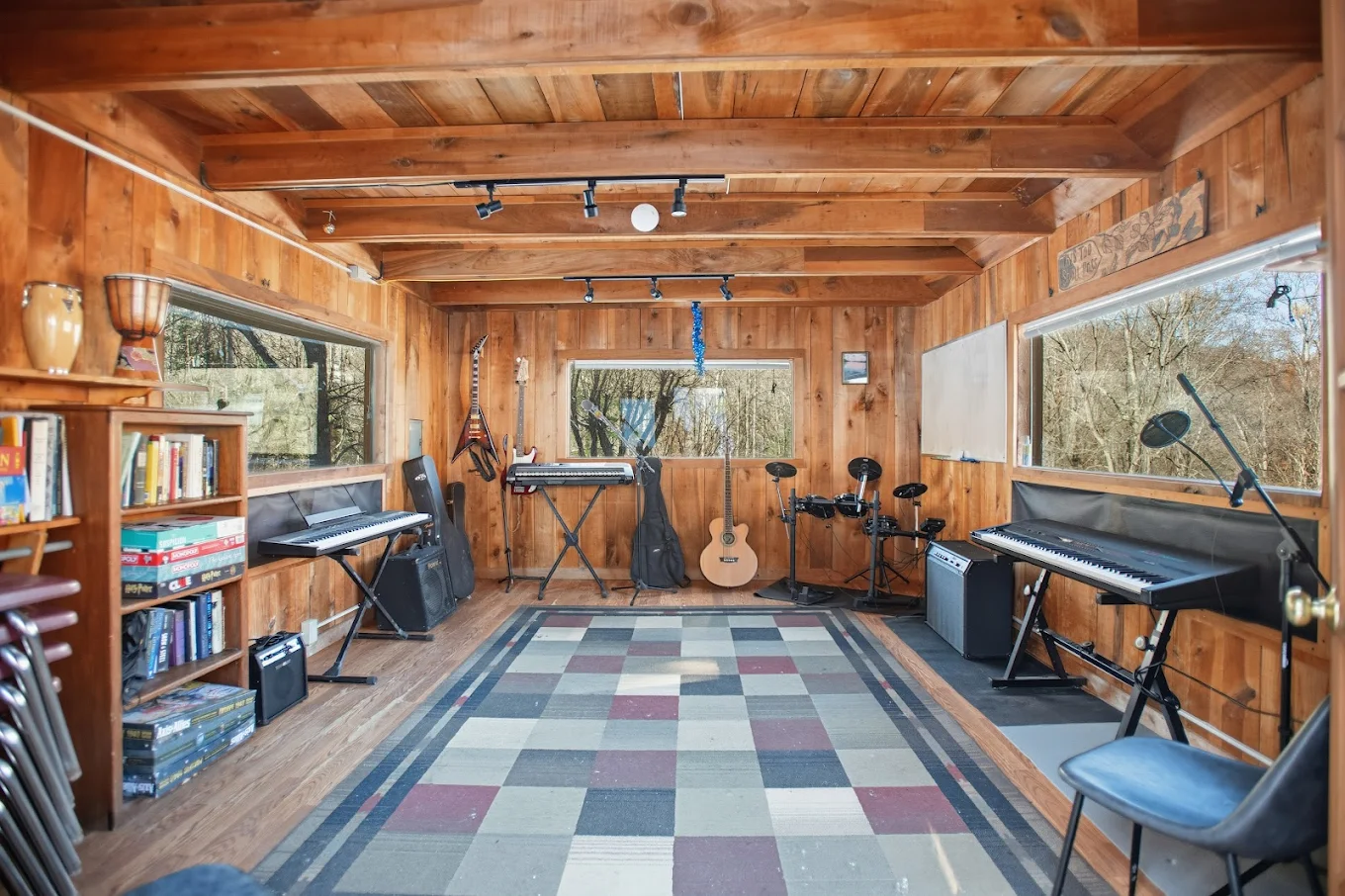 Music room with instruments and space for creative sessions