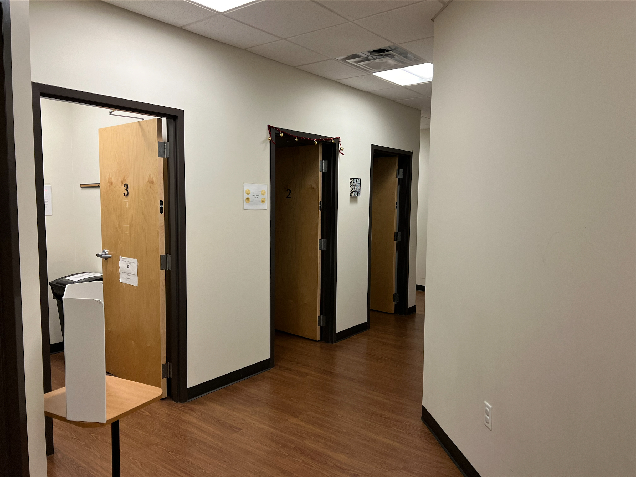 Hallway leading to counseling offices