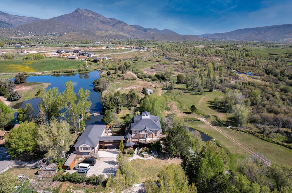  Aerial view of facility on the countryside.