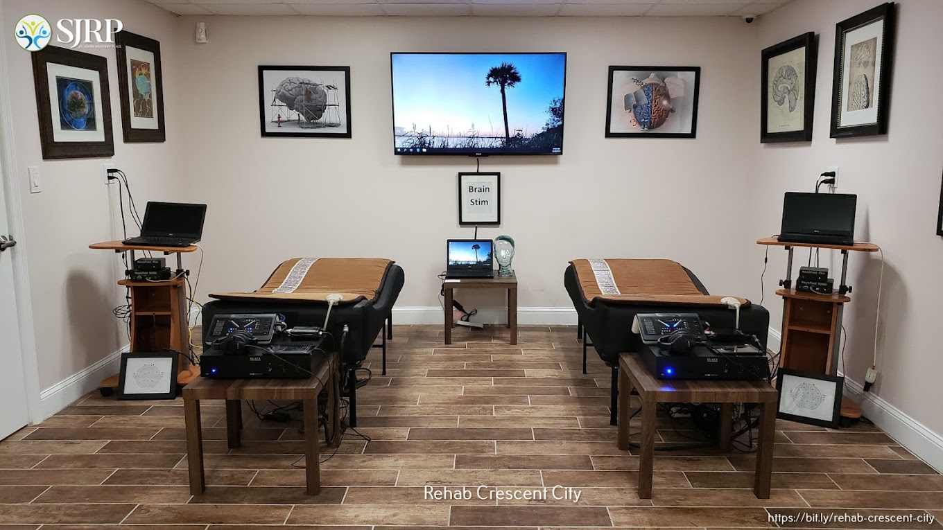Brain stimulation therapy room with chairs.