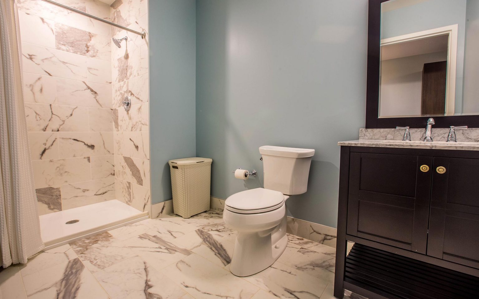 Bathroom with shower.