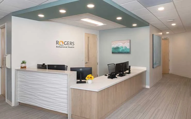 Reception desk at Rogers Behavioral Health Tampa clinic