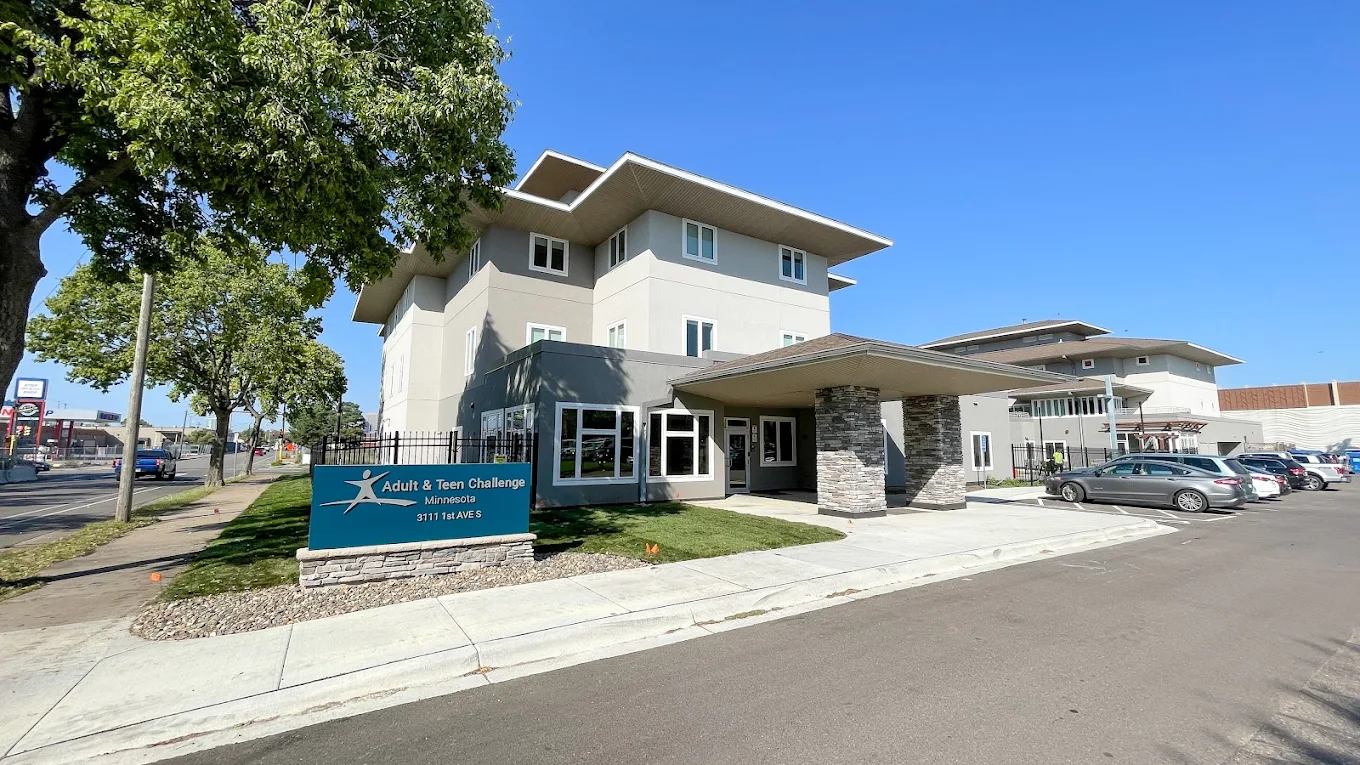 Modern treatment center exterior with covered entrance