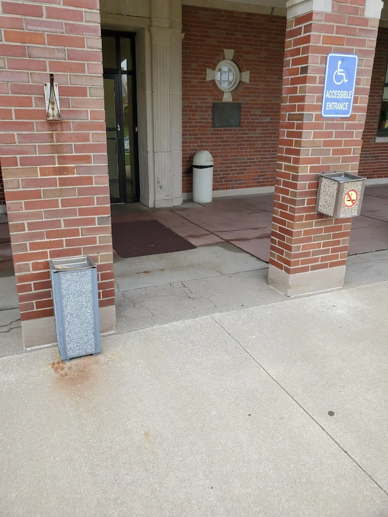 Accessible entrance at brick rehab facility