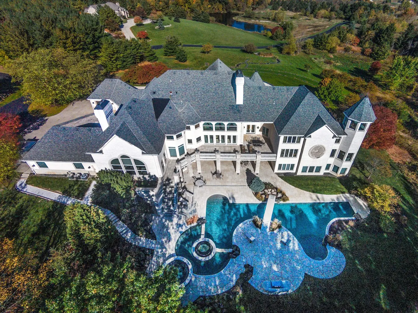 Aerial view of the rehab facility surrounded by open land.
