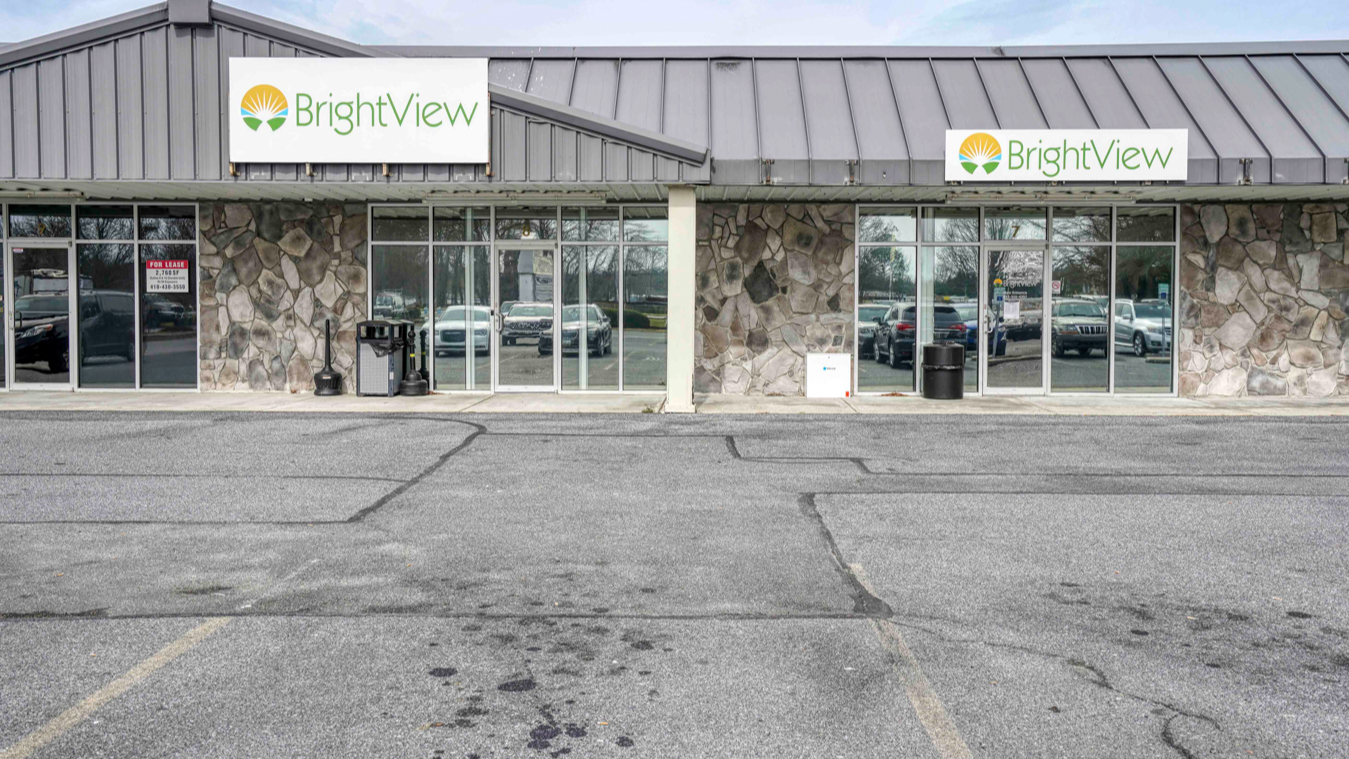BrightView Health storefront with stone facade and parking lot