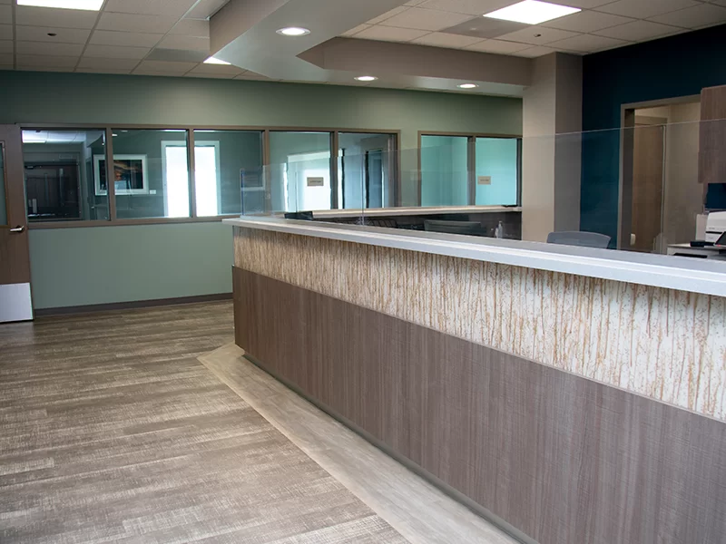 Reception desk and check-in area