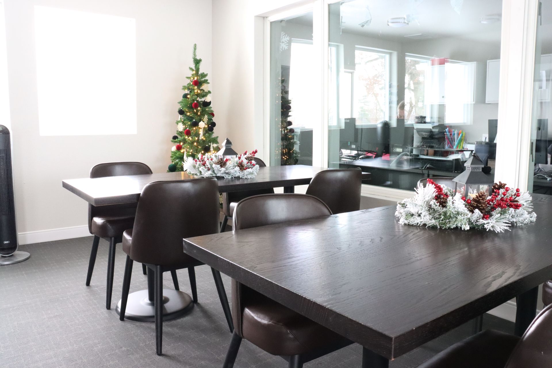 Dining area with festive decor