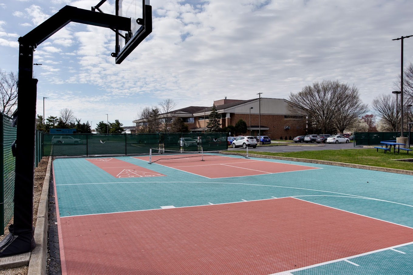 Outdoor court for basketball and tennis