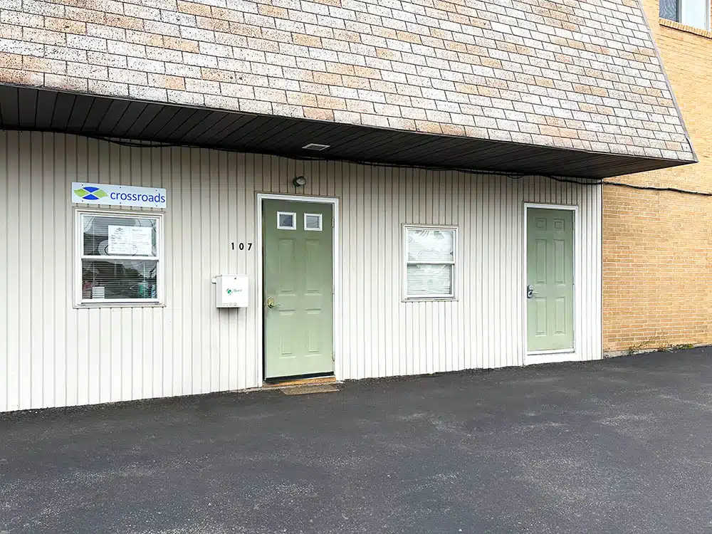 Exterior of clinic building with entrance doors