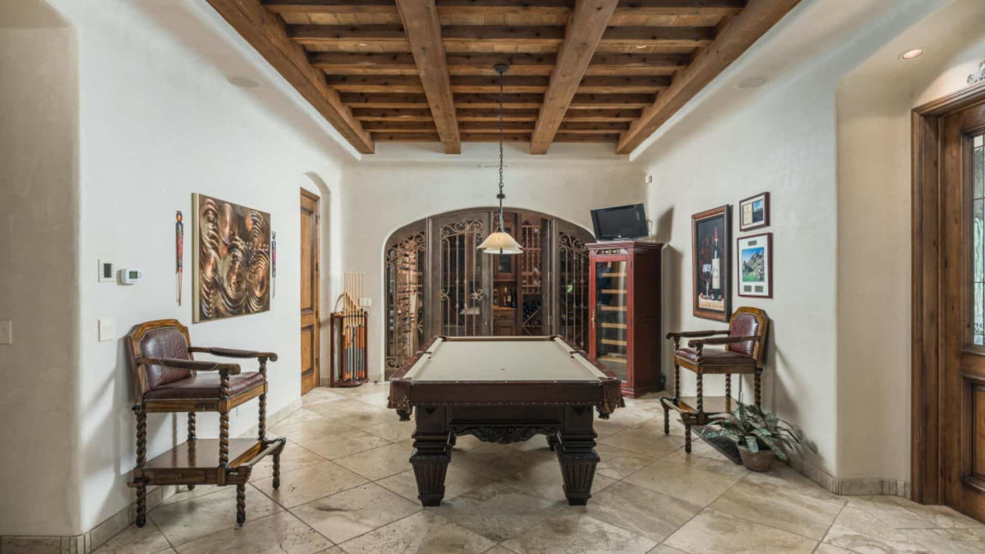 Game room with billiards table