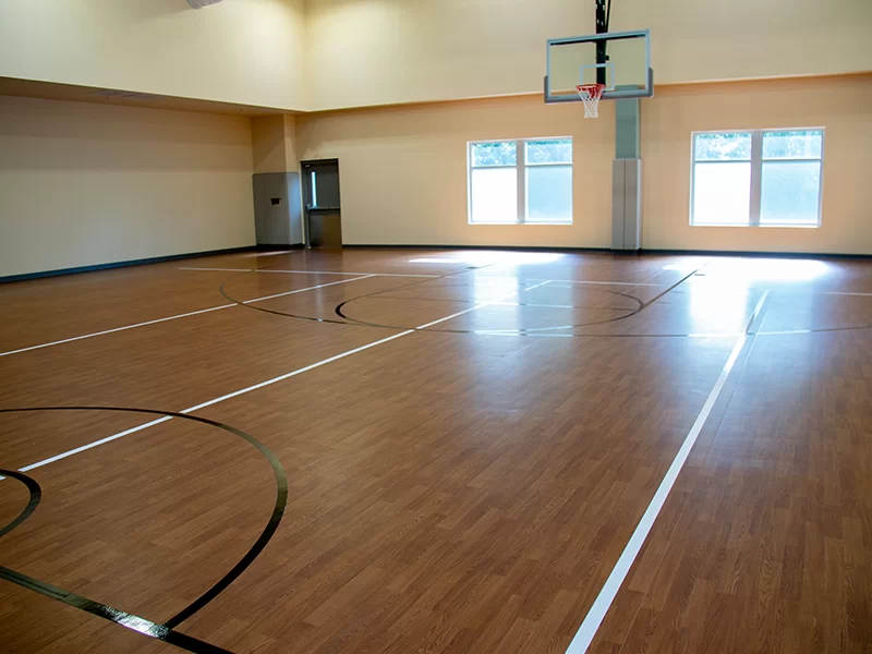 Indoor gym with basketball court