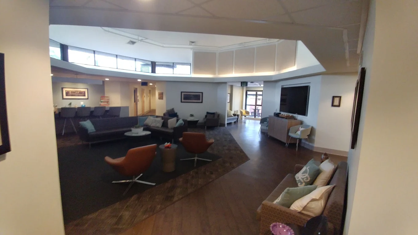 Spacious lounge with seating for group activities